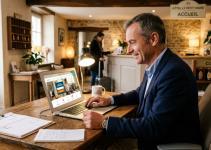 directeur d'hôtel qui paie ses factures de fioul en ligne