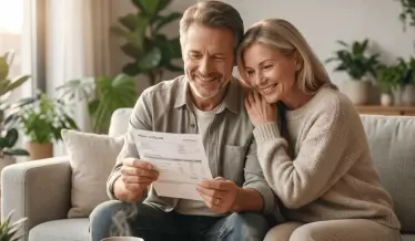 Couple qui regarde les économies réalisées avec une chaudière à cogénération