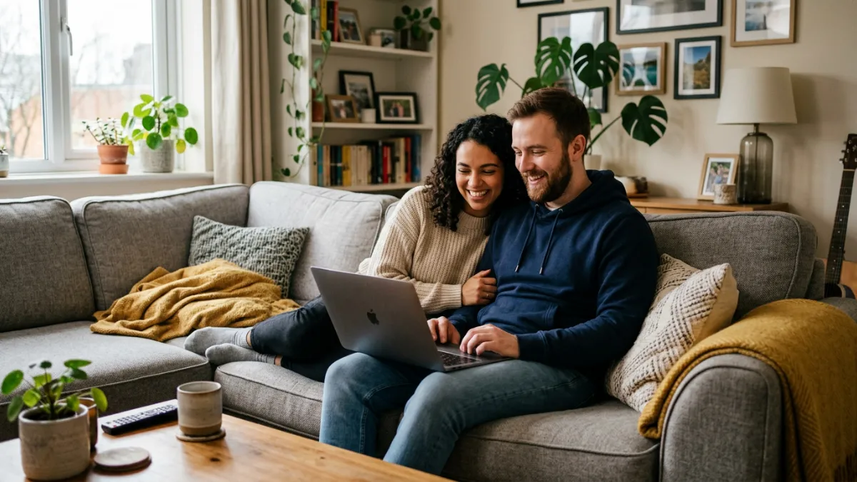 couple consultant les prix du fioul dans son salon