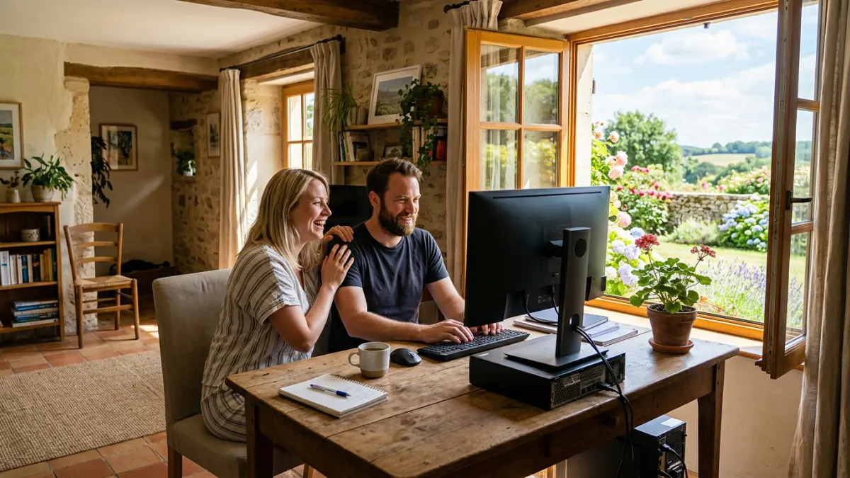 couple qui consulte les prix du fioul